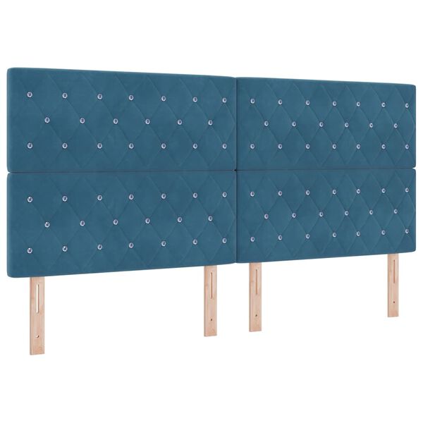 vidaXL T&ecirc;te de lit LED avec t&ecirc;te de lit Bleu fonc&eacute; 200 cm Polyester