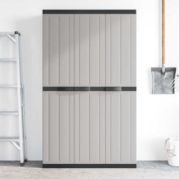 vidaXL Armoire de rangement d'extérieur gris et noir 97x37x165 cm PP