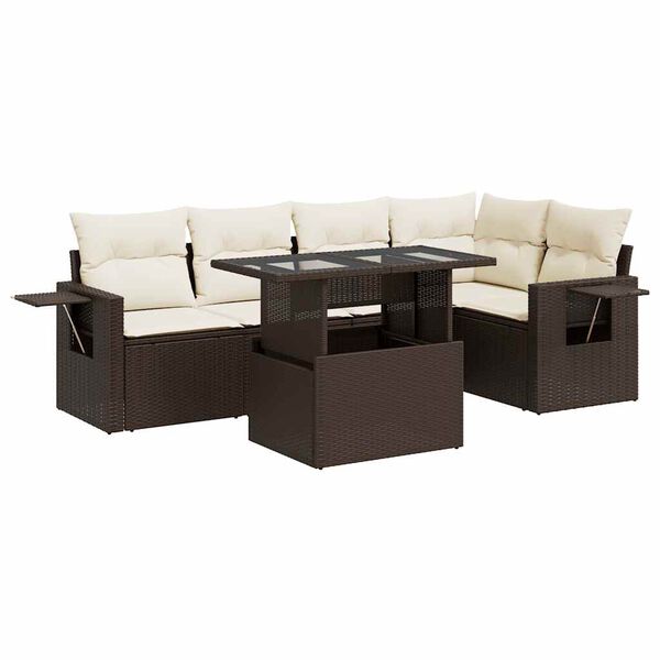 vidaXL Salon de jardin avec coussins 6 pcs marron r&eacute;sine tress&eacute;e