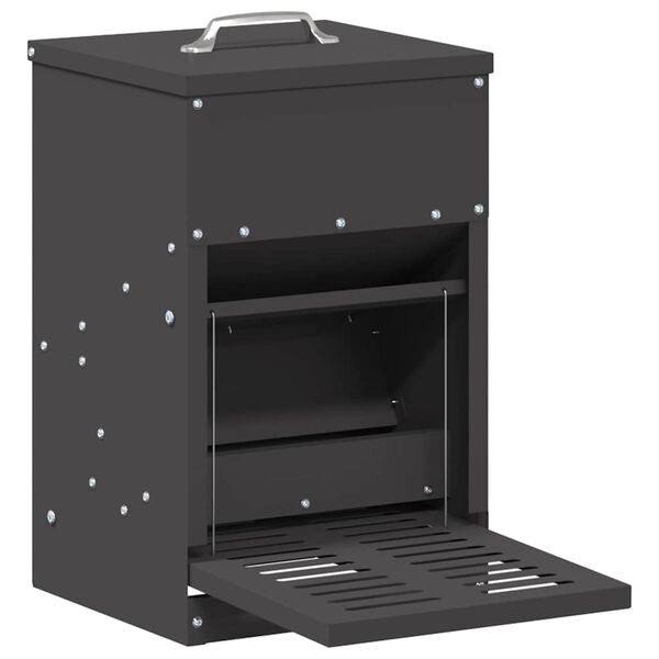 vidaXL Nourrisseur &agrave; p&eacute;dale pour poules Noir 25 x 42 x 40 cm