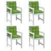 vidaXL Coussins de chaise &agrave; dossier bas lot de 4 vert m&eacute;lang&eacute; tissu