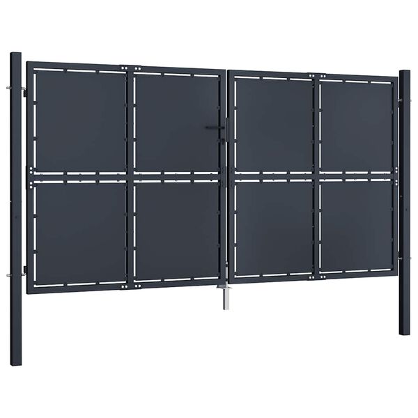 vidaXL Portail de jardin en acier 300x200 cm anthracite