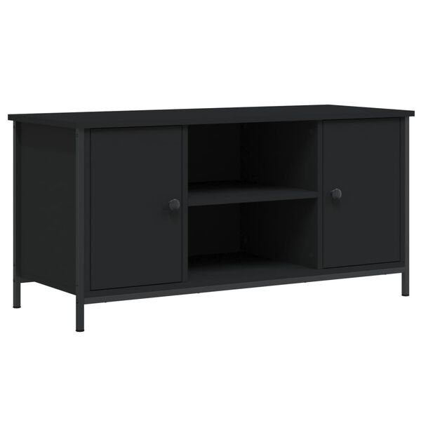 vidaXL Meuble TV Noir 100x40x50 cm Bois d'ing&eacute;nierie