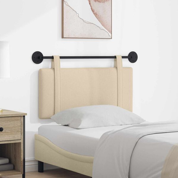 vidaXL T&ecirc;te de lit suspendue Montage mural Cr&egrave;me 90 x 55 x 5 cm tissu