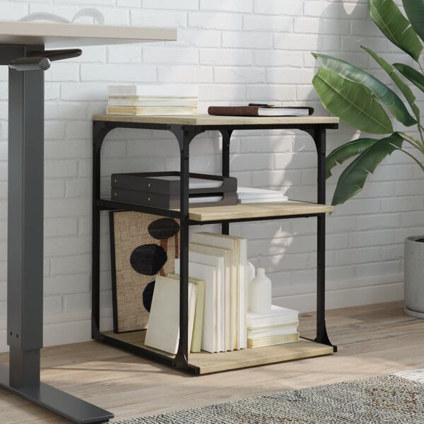 vidaXL Support d'imprimante &agrave; 3 niveaux ch&ecirc;ne sonoma 43x48x64 cm