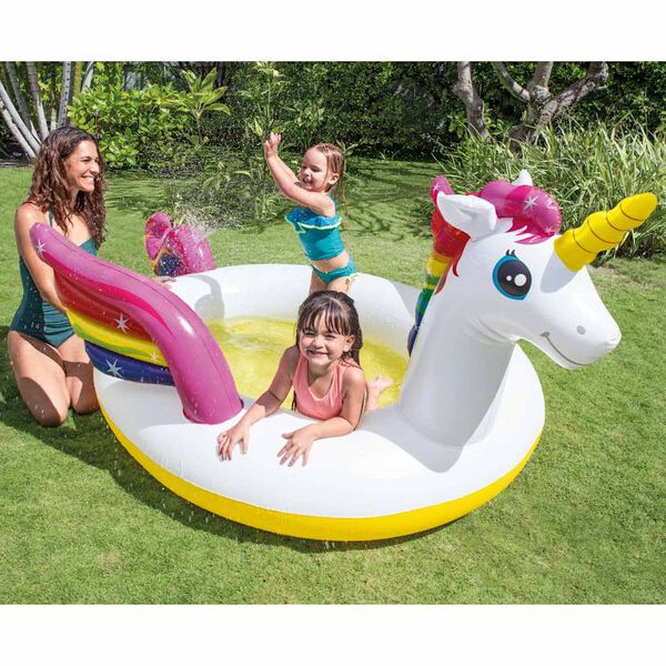 Intex Piscine à pulvérisation Forme de licorne 272x193x104 cm