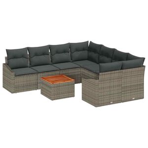 vidaXL Ensemble de canap&eacute; de jardin 9 pc Gris polyrotin