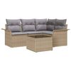 vidaXL Ensemble de canap&eacute; de jardin 5 pcs Beige polyrotin
