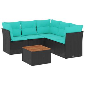 vidaXL Salon de jardin 6 pcs avec coussins noir r&eacute;sine tress&eacute;e