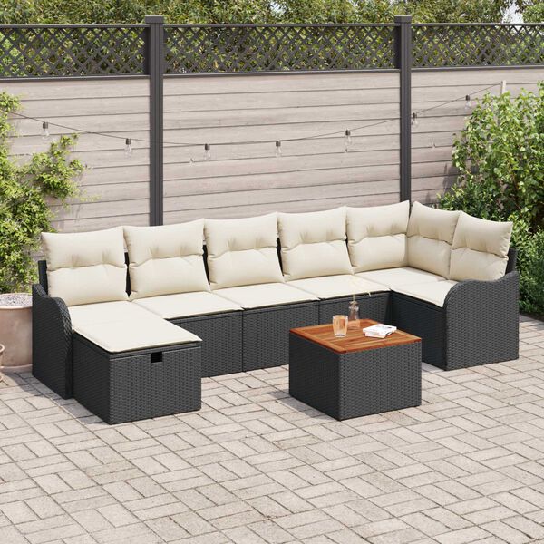 vidaXL Ensemble de canap&eacute; de jardin avec coussin 8 pcs Noir Poly rotin