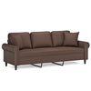 vidaXL Canap&eacute; 3 places oreillers et coussins Marron 180 cm Similicuir
