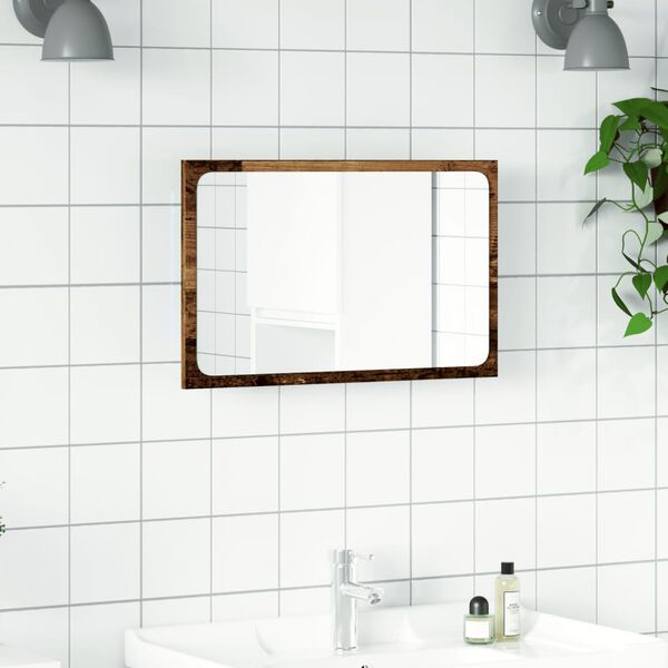 vidaXL Miroir de salle de bain avec lumi&egrave;re LED vieux bois 60x8,5x38cm