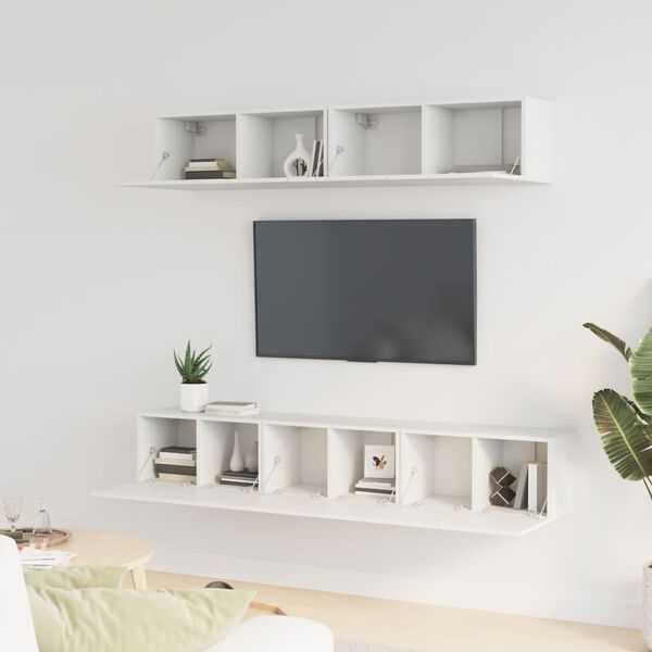 vidaXL Ensemble de meubles TV 5 pcs Blanc Bois d'ing&eacute;nierie
