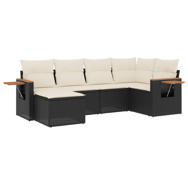 vidaXL Salon de jardin 6 pcs avec coussins noir résine tressée