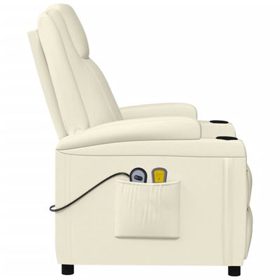 vidaXL Fauteuil électrique de massage Crème blanc Similicuir