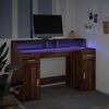 vidaXL Bureau et lumi&egrave;res LED ch&ecirc;ne marron bois d'ing&eacute;nierie