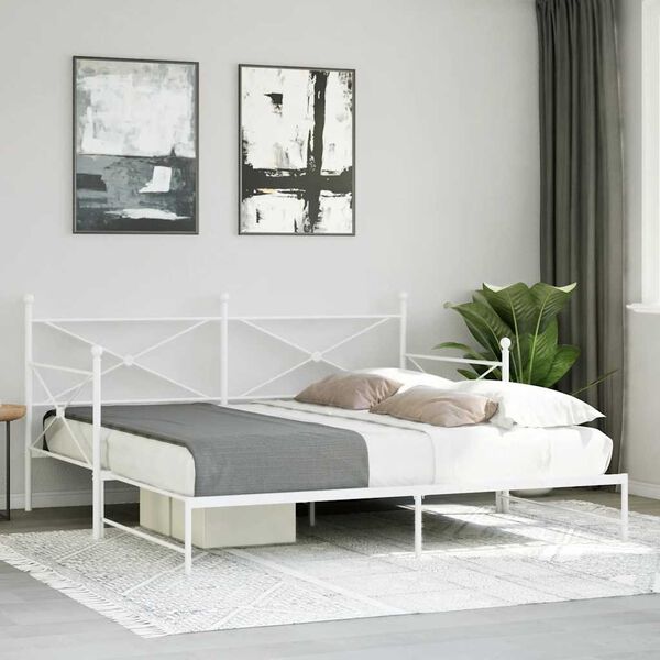 vidaXL Lit de jour avec lit gigogne sans matelas blanc 100x190cm acier