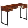 vidaXL Bureau Bois de Sesham massif et cuir véritable 117x50x76 cm