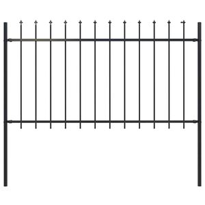 vidaXL Cl&ocirc;ture de jardin avec dessus en forme de lance en acier 181 x 100 cm Noir