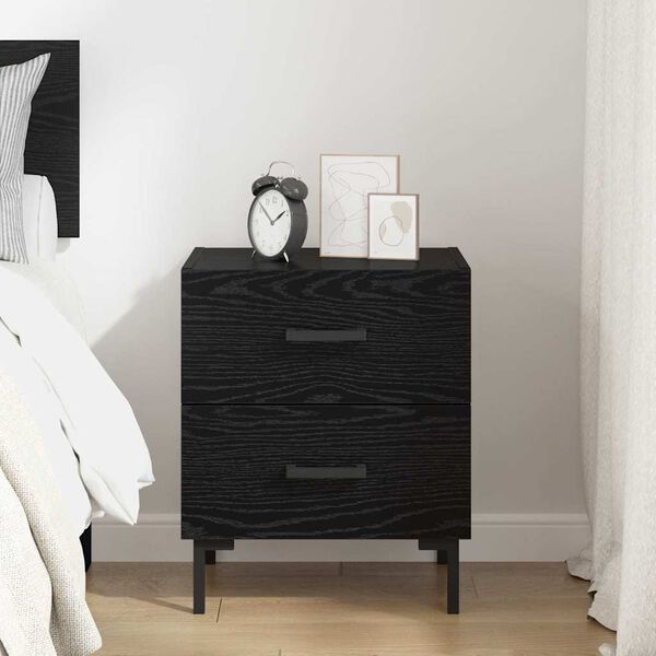 vidaXL Cabinet de chevet avec tiroir Ch&ecirc;ne noir 40 x 35 x 47,5 cm