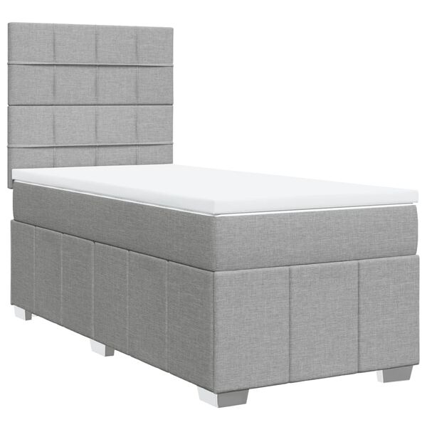 vidaXL Sommier &agrave; lattes de lit avec matelas gris clair 80x200 cm tissu