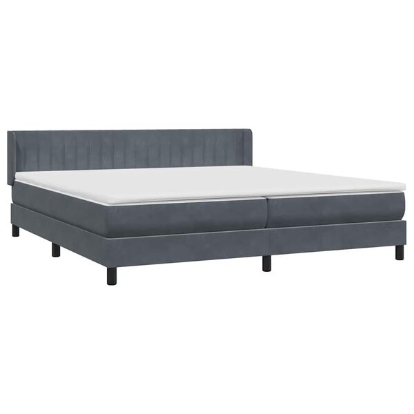 vidaXL Sommier &agrave; lattes de lit et matelas gris fonc&eacute; 180x220cm velours