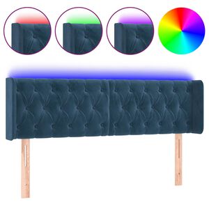 vidaXL T&ecirc;te de lit &agrave; LED Bleu fonc&eacute; 163x16x78/88 cm Velours