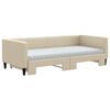 vidaXL Lit de jour avec gigogne et matelas crème 90x200 cm tissu