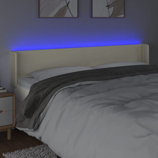 vidaXL T&ecirc;te de lit &agrave; LED Cr&egrave;me 183x16x78/88 cm Similicuir