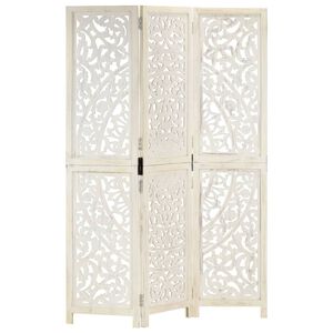 vidaXL Cloison de séparation 3 panneaux Blanc 120x165 cm Bois manguier
