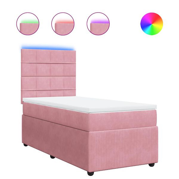 vidaXL Sommier &agrave; lattes de lit avec matelas Rose 100x200 cm Velours