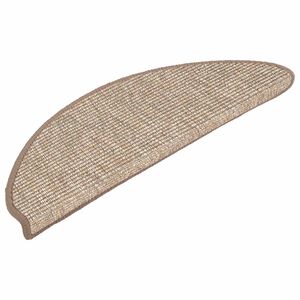 vidaXL Tapis d'escalier 15 pi&egrave;ces 56 x 17 x 3 cm Marron clair Demi-rond