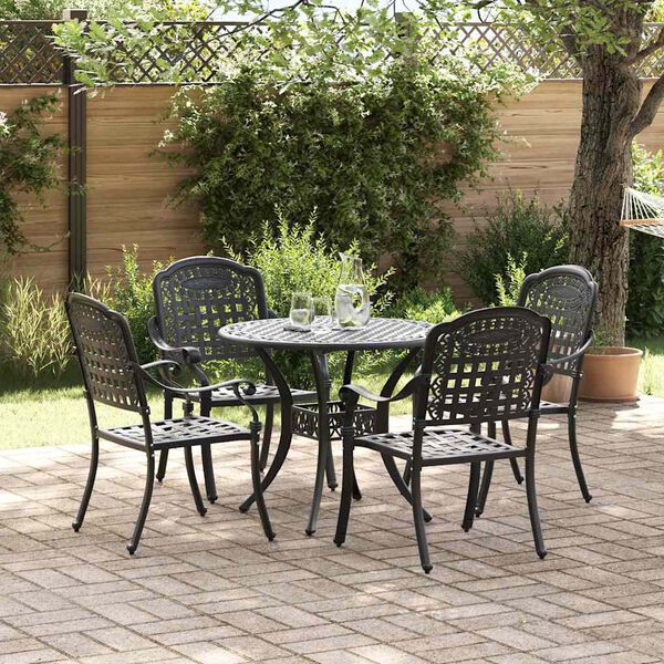 vidaXL Ensemble de salle &agrave; manger pour jardin 5 pcs Noir Aluminium