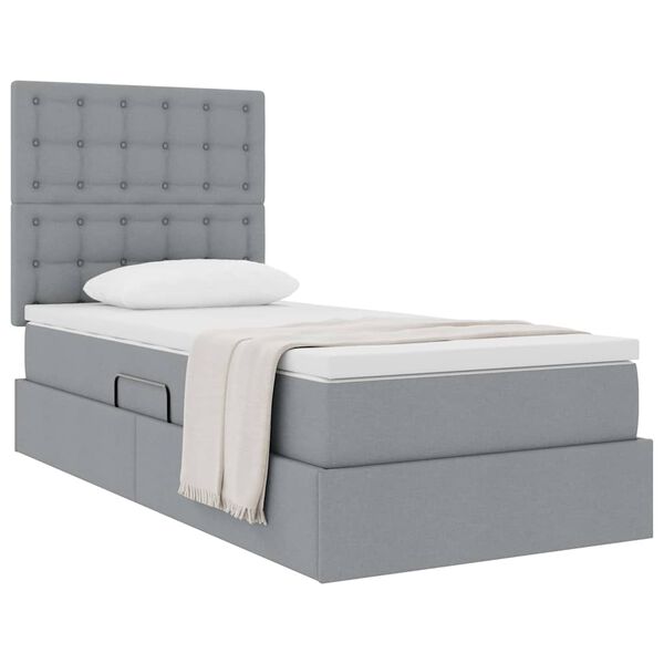 vidaXL Lit avec rangement et matelas Gris clair 90 x 190 cm Polyester