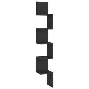 vidaXL &Eacute;tag&egrave;re d'angle murale Noir 20x20x127,5 cm Bois d&rsquo;ing&eacute;nierie