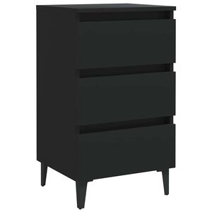 vidaXL Table de chevet avec pieds en m&eacute;tal noir 40x35x69 cm