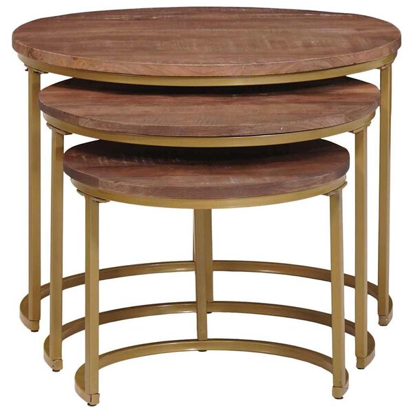 vidaXL Tables basses gigognes 3 pcs Bois de mangue massif et acier