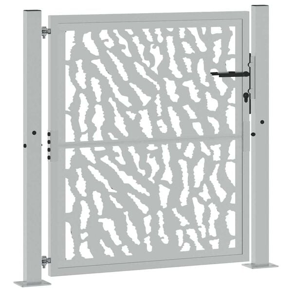 vidaXL Portail de jardin 100x100 cm en acier patiné avec motif de traces