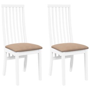 vidaXL Chaises &agrave; manger coussins 2 pcs blanc bois massif caoutchouc