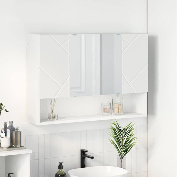 vidaXL Armoire Miroir Blanc 80 x 17 x 55 cm Bois d'ing&eacute;nierie