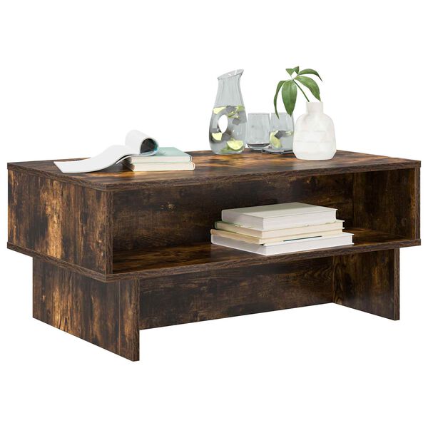 vidaXL Table basse Ch&ecirc;ne fum&eacute; 80 x 46 x 35 cm Bois d'ing&eacute;nierie