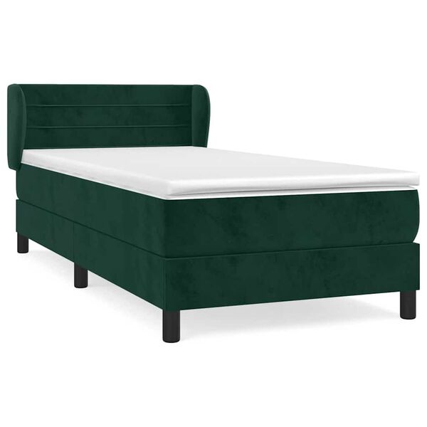 vidaXL Sommier &agrave; lattes de lit avec matelas Vert fonc&eacute; 90x200 cm