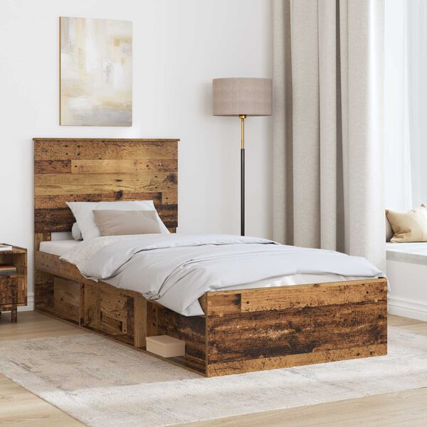vidaXL Cadre de lit Bois ancien 90 x 190 cm Bois de pin massif