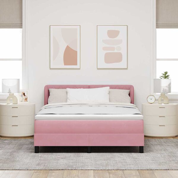 vidaXL Lit &agrave; ressorts avec matelas Rose 140 x 190 cm Velours