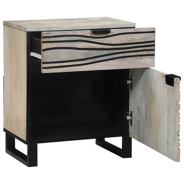 vidaXL Cabinet de chevet avec tiroir Blanc et Noir 50 x 33 x 60 cm
