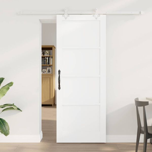 vidaXL Porte coulissante Blanc 78 x 202 cm Pin massif