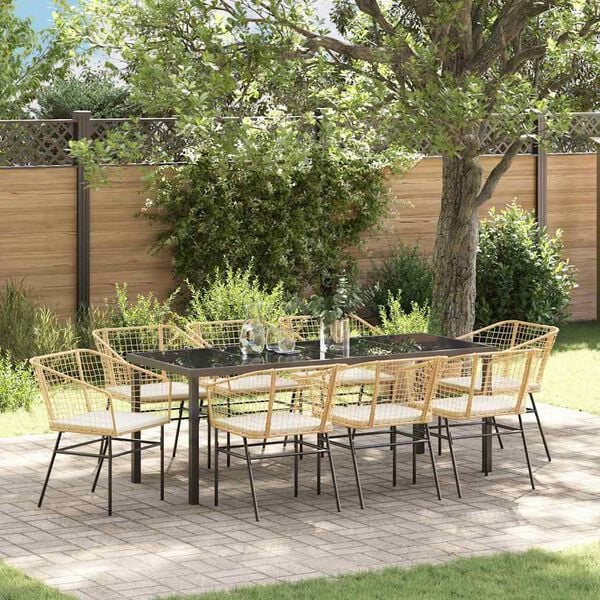 vidaXL Ensemble de salle &agrave; manger pour jardin 9 pcs Marron polyrotin