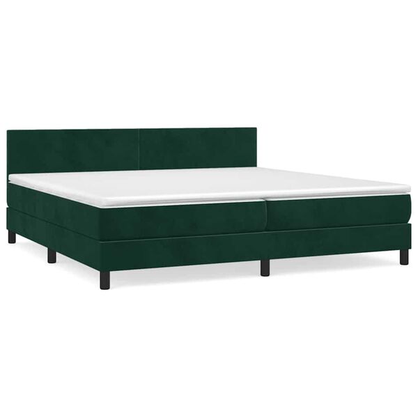 vidaXL Sommier &agrave; lattes de lit et matelas Vert fonc&eacute; 200x200cm Velours