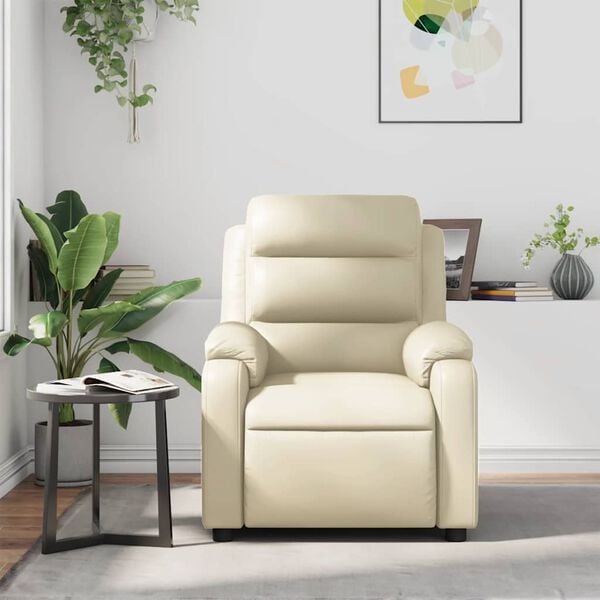 vidaXL Fauteuil inclinable de massage Cr&egrave;me Similicuir