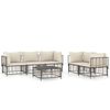 vidaXL Salon de jardin 6 pcs avec coussins anthracite r&eacute;sine tress&eacute;e
